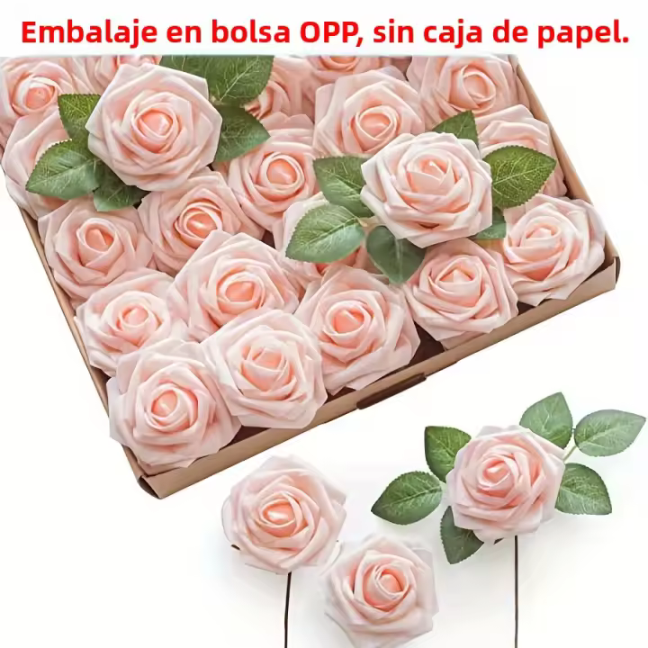 25pcs Flores Artificiales Blush Realistas Con Brotes Para DIY Arreglo De Novia Showers Centros De Mesa Decoración De Casa - 1