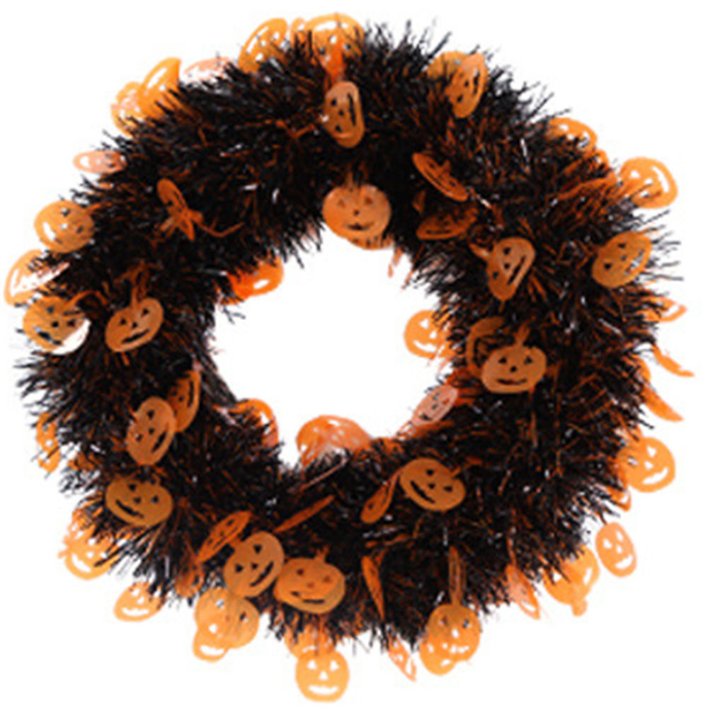 Decoración de corona de Halloween, corona de guirnaldas redondas, decoración colgante de pared de puerta para fiesta de Navidad de Halloween