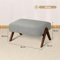 HOMCOM Reposapiés de Salón Taburete Bajo Tapizado en Pana Otomana Rectangular con Asiento Acolchado y Patas de Madera para Sala de Estar Dormitorio - details 2