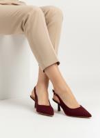 Calzados soraia, Zapatos de Salón Destalonados Minimalistas de Punta Fina para Mujer con Tacón Bajo (Kitten Heel), Correa Trasera Ajustable y Acabado Suave - Elegantes para Oficina y Fiesta - details 3