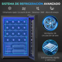 HOMCOM Vinoteca 20 Botellas, Nevera para Vinos con Compresor, Puerta de Doble Cristal Anti-UV, Temperatura 5-18°C, Pantalla Táctil, 4 Estantes Regulables, Luz LED Interior, Silenciosa 39DB, Negro - details 3