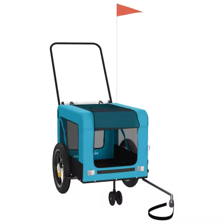 vidaXL Remolque de bicicleta mascotas hierro tela Oxford 120 x 54.5 x 53 cm Multicolor - 1