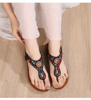 CA Sandalias de tacón de cuña huecas de gran tamaño 2025 con diamantes de imitación, zapatos bohemios cómodos para mujer, verano 363- - details 29