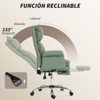 HOMCOM Silla de Escritorio con Reposapiés, Silla de Oficina Giratoria, con Respaldo Reclinable y Alto, Acolchado Grueso, Tapizada en Cuero Sintético, Soporte Lumbar, Altura Ajustable, Ruedas - details 5
