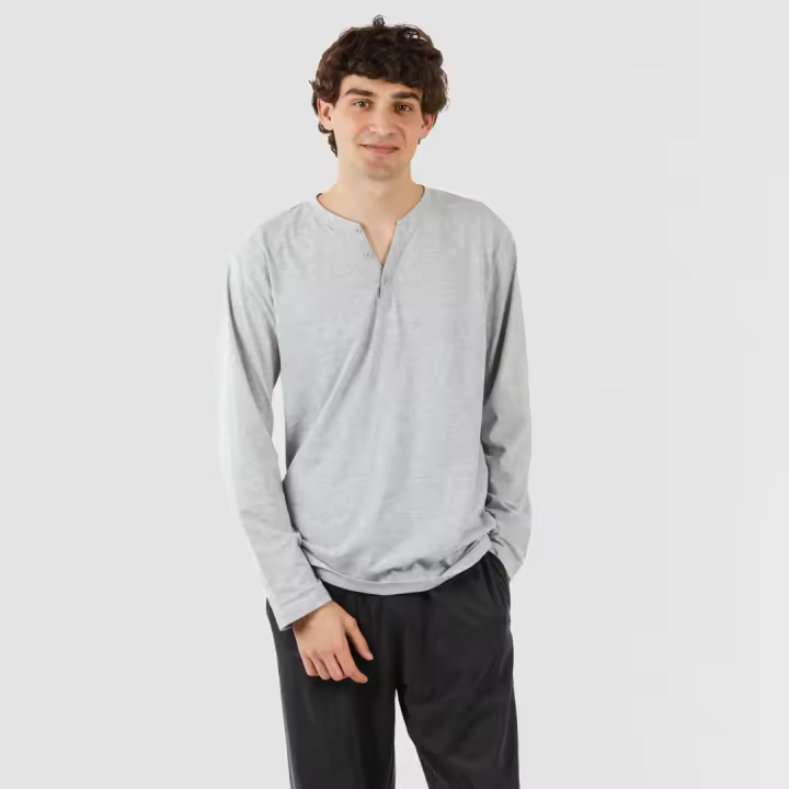 TRAMAS+ Pijama Botones de Hombre con Manga Larga y Pantalón Largo, Primavera y Otoño, Conjunto de Ropa para Dormir - 1