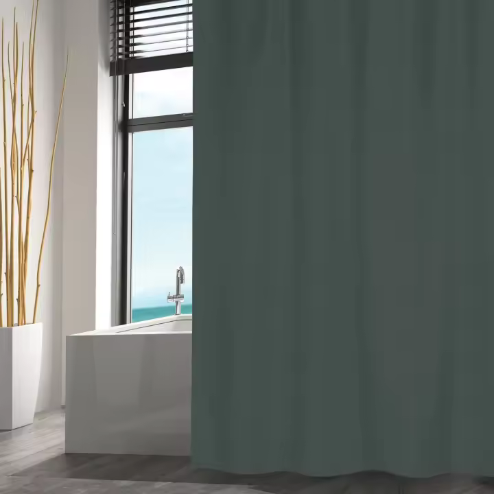 CORTINA DUCHA 180X200CM VERDE OSCURO S/S ANILLAS - 1