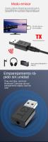 Receptor Transmisor Bluetooth USB 5.0 Adaptador De Audio Para Coche TV Y Computadora Convertidor Inalámbrico 2-en-1 Plug And Play - details 2