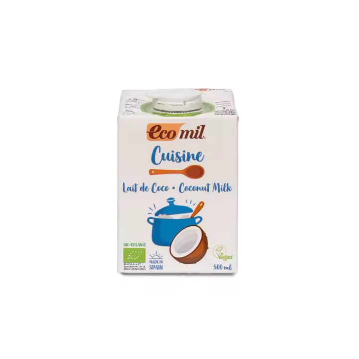 Pack 6x Leche de coco Bio para cocinar 500ml - Ecomil Cuisine Coco - 1