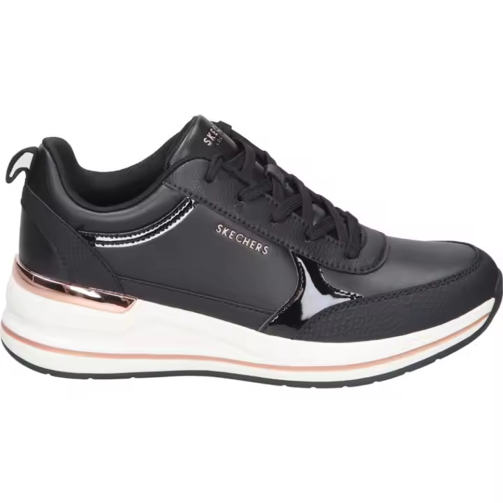 SKECHERS | Zapatos con Cuña Skechers Billion 2 para Mujer – Zapatos Negros con Cordones – Cuña Media - Modelo 177345-BLK - 1