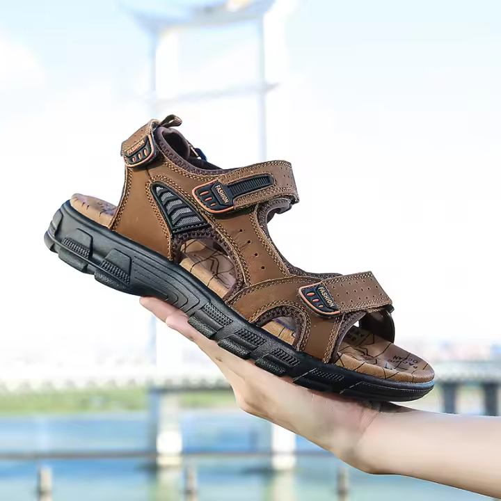 Sandalias De Cuero Genuino De Talla Grande Para Verano 38-46 Zapatos De Playa Al Aire Libre Casual Cómodos Para Clima Caliente Hombre - 1