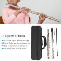 Flute Transversal Profesional Miwayer Con 16 Agujeros Abiertos Y Cerrados Instrumento Musical De Concierto Con Paño De Limpieza Y Palito - details 5