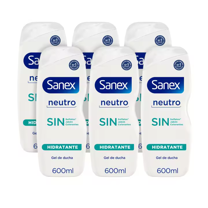 Gel de Ducha Sanex Neutro Hidratante todo tipo de piel 600 ml - Pack x3 / Pack x6 - 1