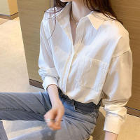 Blusa Blanca Para Mujer Xpqbb 2024 Manga Larga Cuello En V Casual Suéter De Solapa Blanca Abrigo De Verano De Primavera Otoño - details 7