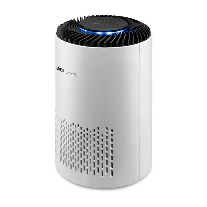 Ufesa - Purificador de aire Comfort 650 con filtro HEPA, tasa de purificación 65 m³/h para espacios hasta 10 m², silencioso (<55 dB), 3 velocidades y temporizador de 4–8 h - 1