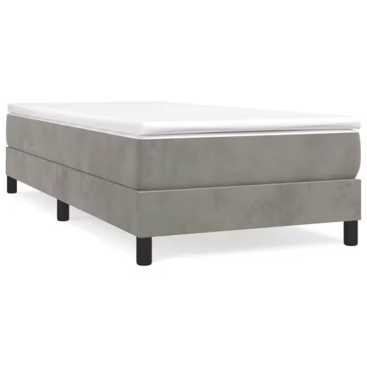 vidaXL Estructura de cama con somier terciopelo gris claro 90x190 cm - 1