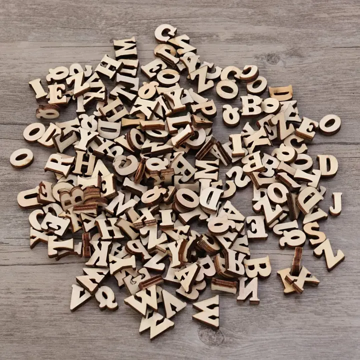 100Pcs Letras Y Números De Madera Para DIY Boda Fiesta Decoración Del Hogar Letras Inglesas A-Z No Pintadas Originales De China - 1
