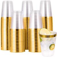 10pcs Copas De Postre Doradas De Plástico 12oz Copas Desechables Transparentes Para Bebida Cumpleaños Boda Suplido - details 4