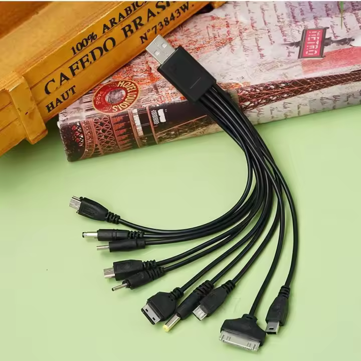 Cable De Carga USB 10-en-1 Universal Multi-Port Multi-Head Para MP3 MP4 Compatible Con Varias Marcas Durable Y Flexible - 1