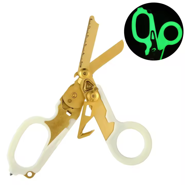 Tijeras De Emergencia Médica Plegables 6 En 1 Kit De Primeros Auxilios Para Supervivencia Al Aire Libre Herramienta EDC Con Funda Accesorio - 1