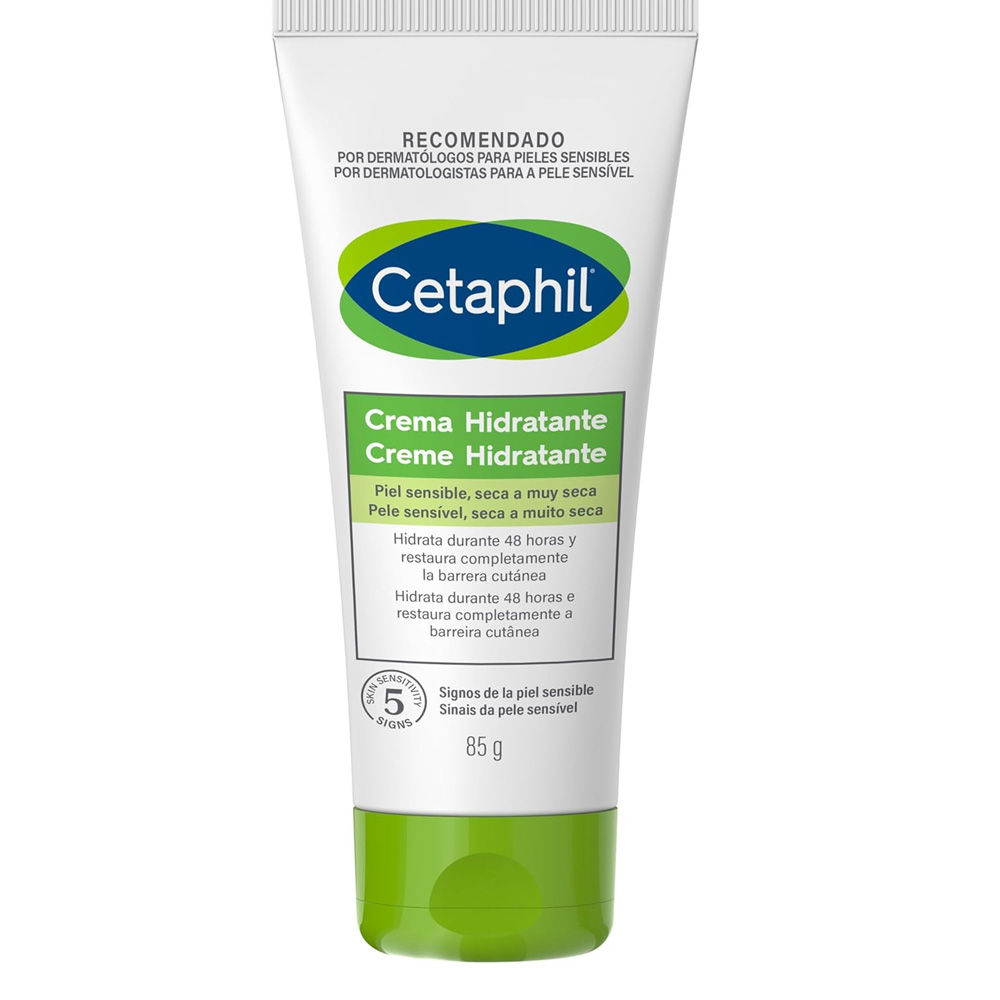CETAPHIL Crema Hidratante Corporal y Facial, para pieles secas y sensibles, hidrata hasta 48 horas, 85 gr