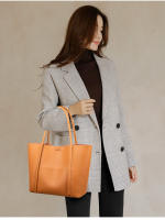 Bolso de mujer de piel auténtica, novedad de 2025, sencillo, de gran capacidad, tipo tote, bandolera de piel de vaca de dos capas, bolso grande - details 9