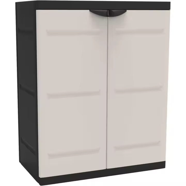 Recamania Armario de plástico multiuso con 2 puertas, color Beige, 70x41x88 cm | 2 baldas regulables en altura - 1