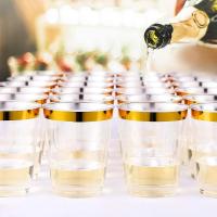 10pcs Copas De Postre Doradas De Plástico 12oz Copas Desechables Transparentes Para Bebida Cumpleaños Boda Suplido - details 1