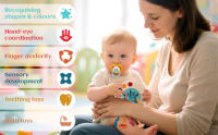 Juguete bebé 1 año Madera con ventosa para cochecito, juguete sensorial educativo 12-18 meses+, juguete de aprendizaje tipo OVNI para desarrollar motricidad fina y coordinación, regalo original para niños pequeños - details 3