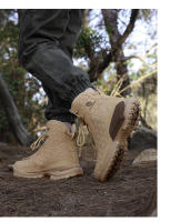 Botas De Trabajo Para Hombre De Cuero De Alta Calidad Botas De Combate Deserticas Antideslizantes Para Senderismo Y Motocicleta - details 11