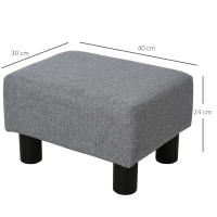 HOMCOM Reposapiés de Salón Taburete Bajo Tapizado en Lino Otomana Rectangular con Estructura de Madera para Sala de Estar Dormitorio Gris - details 2