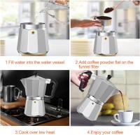 【APTO INDUCCION】Cafetera Italiana de Aluminio para Espresso, Cafetera Clásica de Fogón con Válvula de Seguridad y Mango Antiescaldaduras, Incluye Junta de Silicona, Disponible en 1, 3, 6, 9 y 12 Tazas, Apta para Inducción, Color Plata - details 5