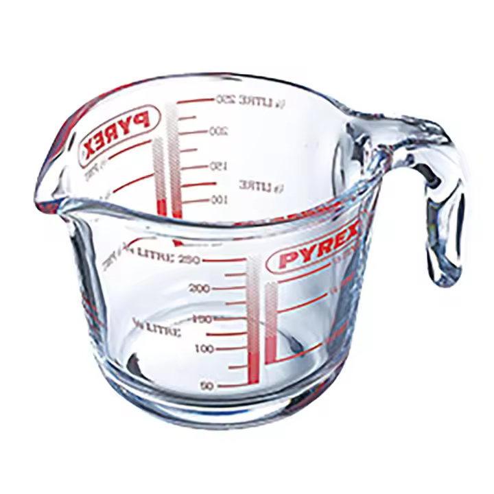 Jarra medidora de vidrio Pyrex Iconic S 0,25 L, 0,5 L y 1 L - Graduada en ml y oz -Resistente al calor y choques térmicos - Apta microondas y lavavajillas - Ideal para cocina precisa, repostería y mezclas líquidas - 1