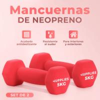 RELAXTY Juego de Pesas y Mancuernas de Neopreno 1Kg/2Kg/ 3Kg/ 4Kg/ 5Kg/10Kg (Pares) - Diseño compacto, Anti-Rodamiento - details 0