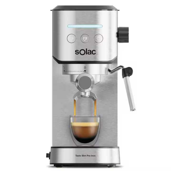 Solac - Cafetera Espresso Taste Slim Pro Inox, Café Cremoso, Aroma Mejorado, Hasta 2 Tazas, Agua Caliente y Vapor - 1