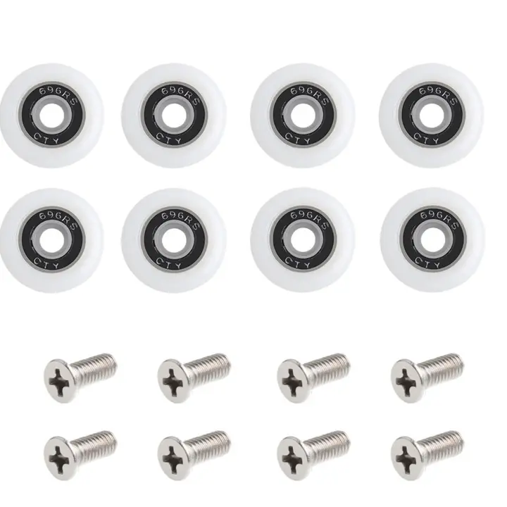 Juego de 8 rodillos para puertas de ducha con tornillos, rodillos de repuesto de 23 mm de diámetro - 1
