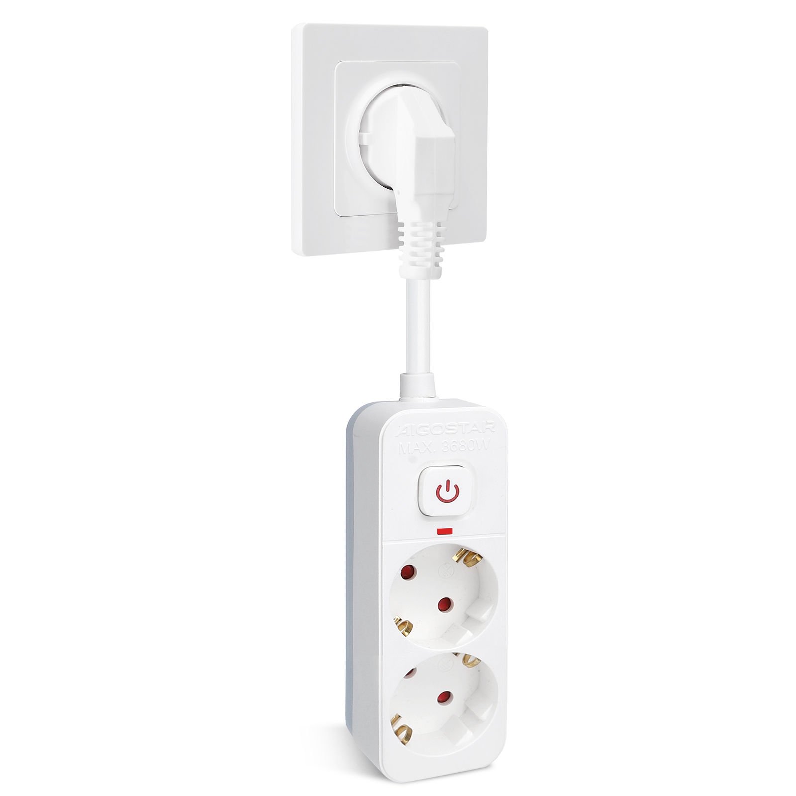 Aigostar Regleta Enchufe, Alargador Enchufe de 2/3/4 Tomas, Enchufe Multiple Regleta con Interruptor, Blanco