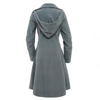 Chaqueta Trench Gothica Larga Y Ajustada Con Cuello Asimétrico Y Botones Elegante Y2k Streetwear Para Mujer Vintage - details 8