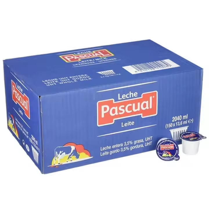 Leche Pascual caja de 150 tarrinas de 13,6 ml. 8410128010089 - 1