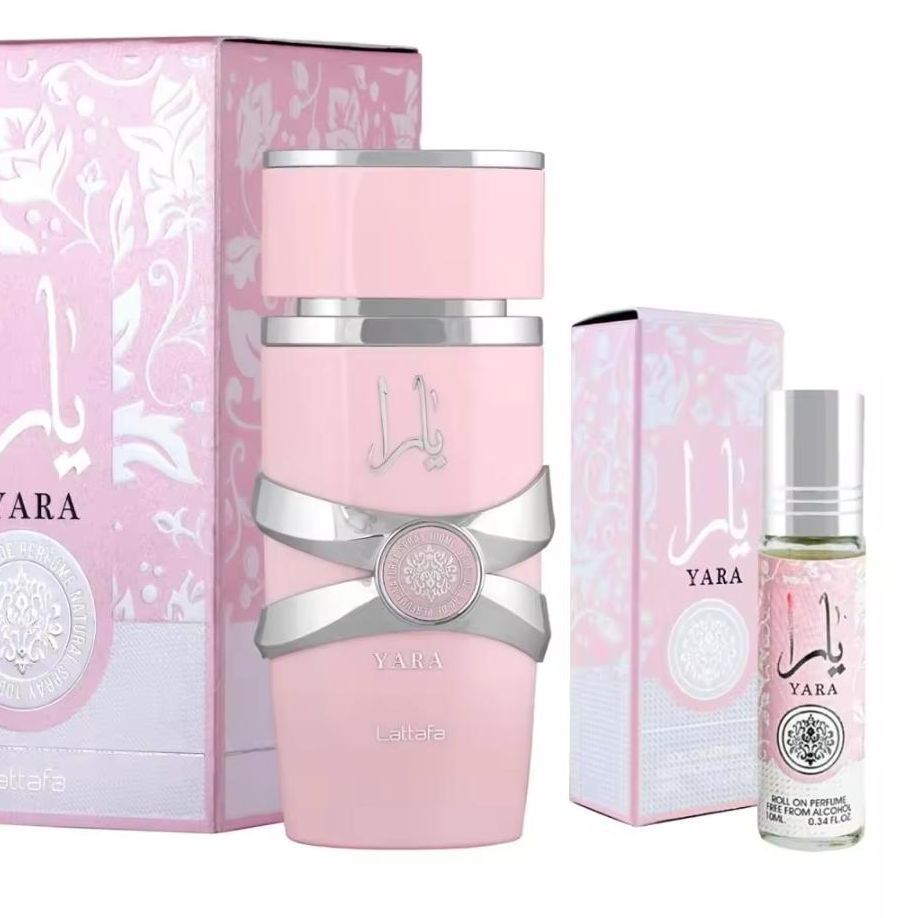 Pack perfume y roll-on Yara lattafa, perfumes arabes mujer, mas economico comprado junto. Perfumes traidos de Dubai, El olor de Moda muy duradero de olor intenso perfume dulce