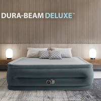 INTEX - Colchón hinchable doble deluxe comfort plush high-rise, cama queen hinchable, 152x203x56 cm, para 2 personas, máximo 272 kg, tacto suave, resistente a pinchazos, incorpora hinchador, con bolsa de transporte - details 1