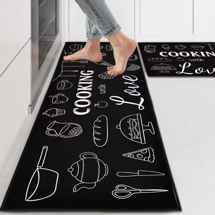 Juego de 2 alfombrillas de cocina antideslizantes, lavables y antideslizantes, para cocina, pasillo, salón, dormitorio y baño (alto: 40 x 120 cm + 43 x 60 cm). - 1