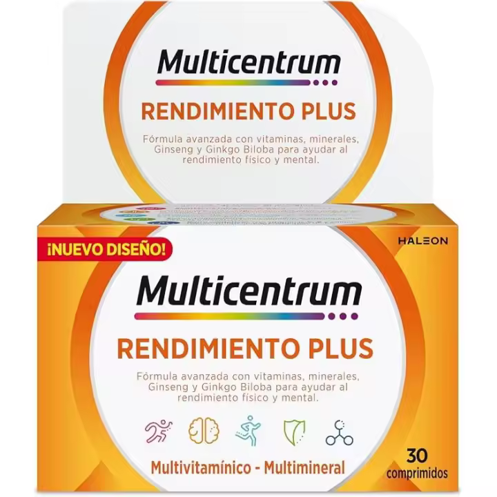 Multicentrum Rendimiento Plus con Ginseng y Ginkgo Biloba, 30 Comprimidos para Energía Física y Mental - 1