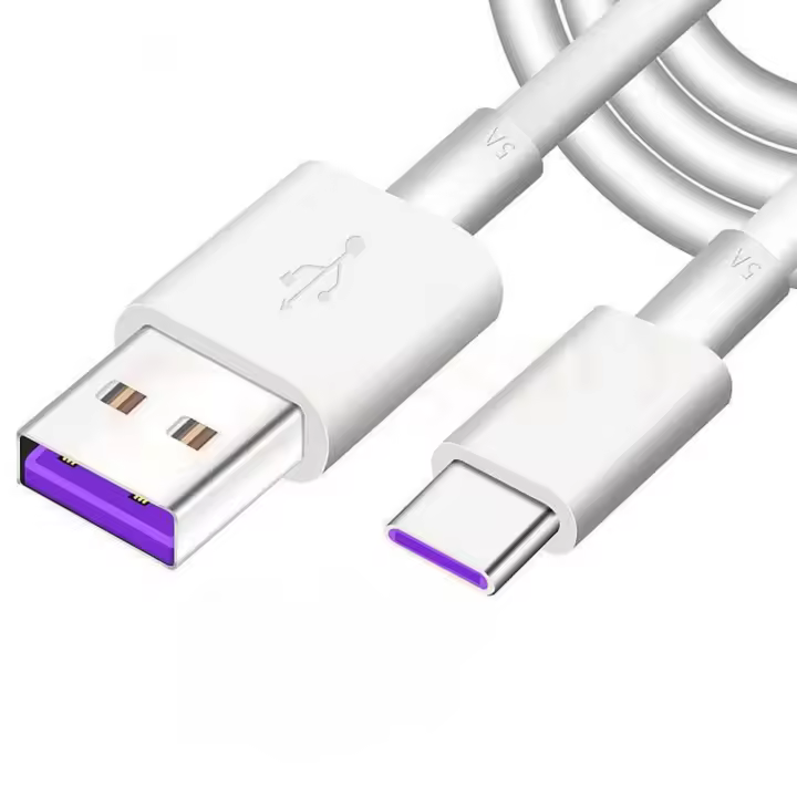 Cable USB Tipo C 1m 5A Blanco de Carga Datos Cargador Rápido Quick Charge para Teléfonos Smartphones Tablets - 1