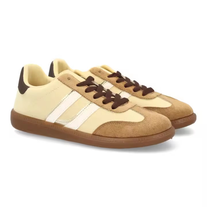 Zapatillas deportivas mujer casual efecto ante con cordones AMARILLO - 1