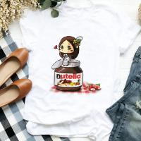 Camiseta Mujer Nutella Estampado Moda Harajuku Casual Blanca Top Verano Nuevo Ropa Femenina T-Shirt Cuello Redondo Manga Corta - details 6
