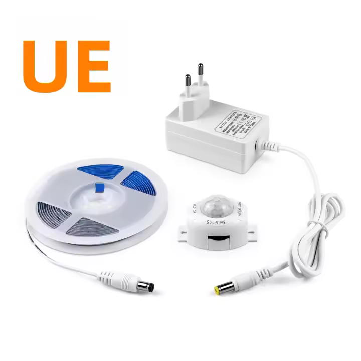 Tira LED Impermeable 2835 Con Sensor De Movimiento Pir Adaptador De Energía EU US 110V 220V a 12V Luz De Armario Inferior - 1