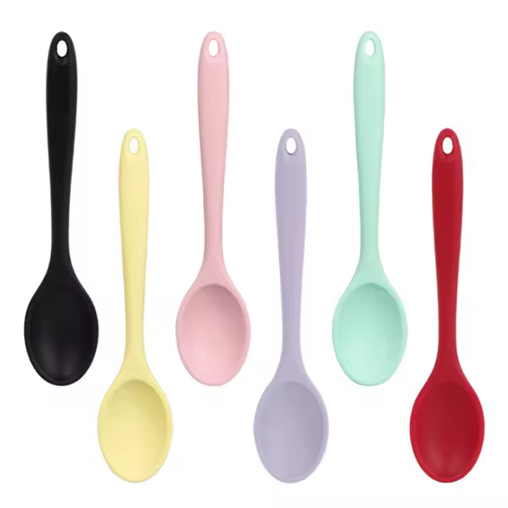 Cuchara De Silicona De Color Sólido Resistente Al Calor Antideslizante Para Cocina Utensilio De Cocina Herramienta De Cocina Cuchara De Arroz No Adhesiva - 1