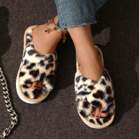 Pantuflas De Casa Para Mujer Con Tela De Peluche CrissCross Y Suela Suave Open Toe Fuzzy Caliente Invierno Pantuflas Cómodas Para Interno - details 24