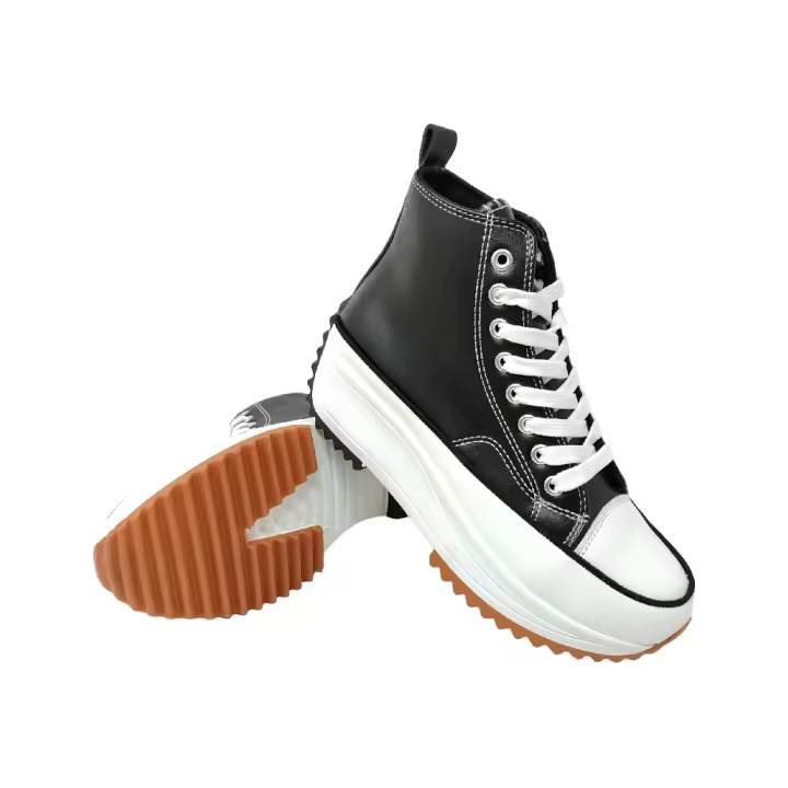 Eva Zorteon- Zapatillas tipo bota mujer, caña alta, PU, plataforma, suela track, confort, estilo urbano. - 1
