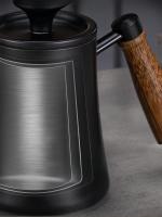 Cafetera Con Tapa Y Termómetro De Acero Inoxidable 304 Escala Clara Mango De Madera Sólida De Alta Calidad Utensilios De Café Hechos a Mano 500ML - details 12